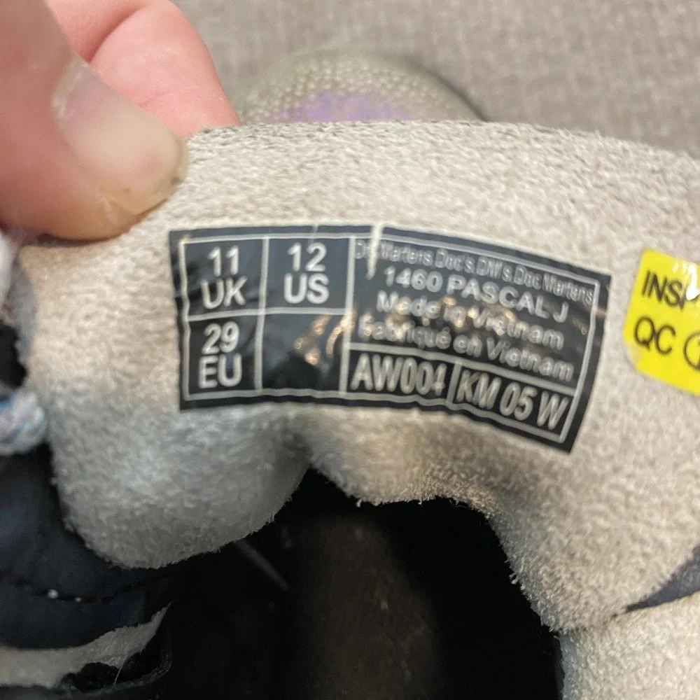 Dr. Martens 1460 Pascal‎ J Boots Kids Size 12 Silver Glitter Rainbow Combat Zip